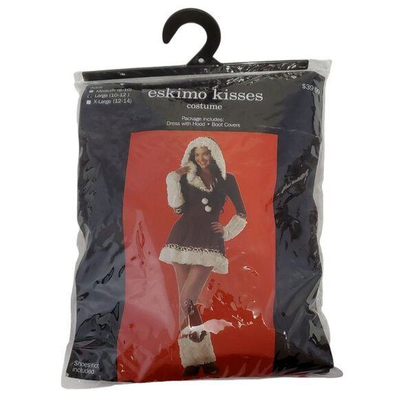 Sexy Eskimo Costume Halloween Dress Boot Covers Fur Trim Cosplay Womens L 10-12 - Picture 3 of 12